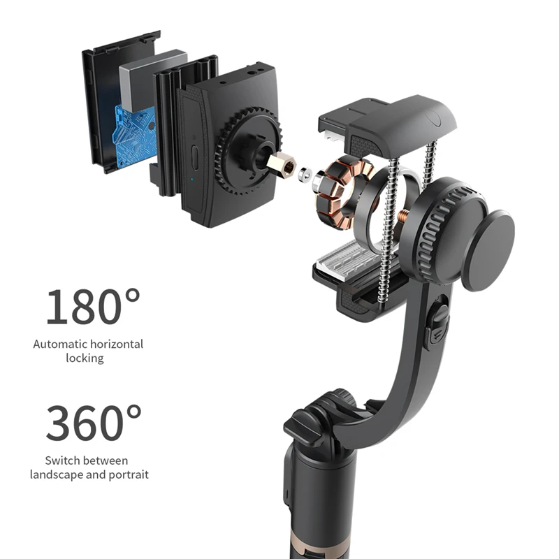 Roreta ER Gimbal-Stabilisator Selfie-Stick Faltbares Kabelloses Stativ mit Bluetooth-Auslöser Einbeinstativ für IOS