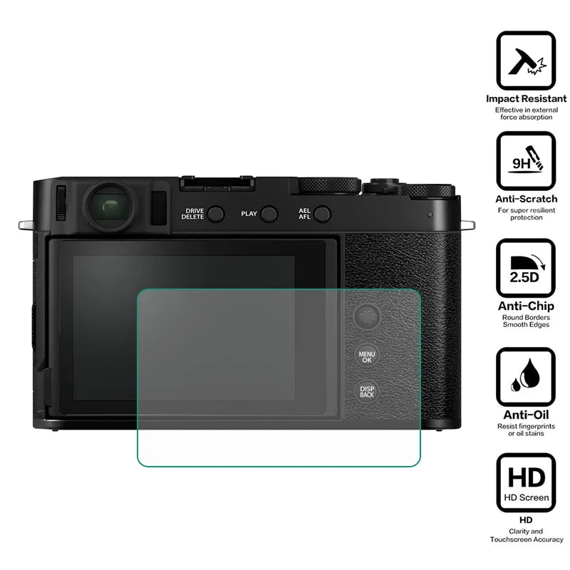 Displayschutz für Fujifilm X-S10, X100V, X-E4: Gehärtetes Glas Displayschutzfolie Abdeckung /T4/E4/100V/Pro3/T200