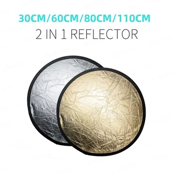 RF01 24-Zoll-Reflektor 5in1 30CM 60CM 80CM 110CM Silber Weißgold Tragbare zusammenklappbare weiche leichte runde