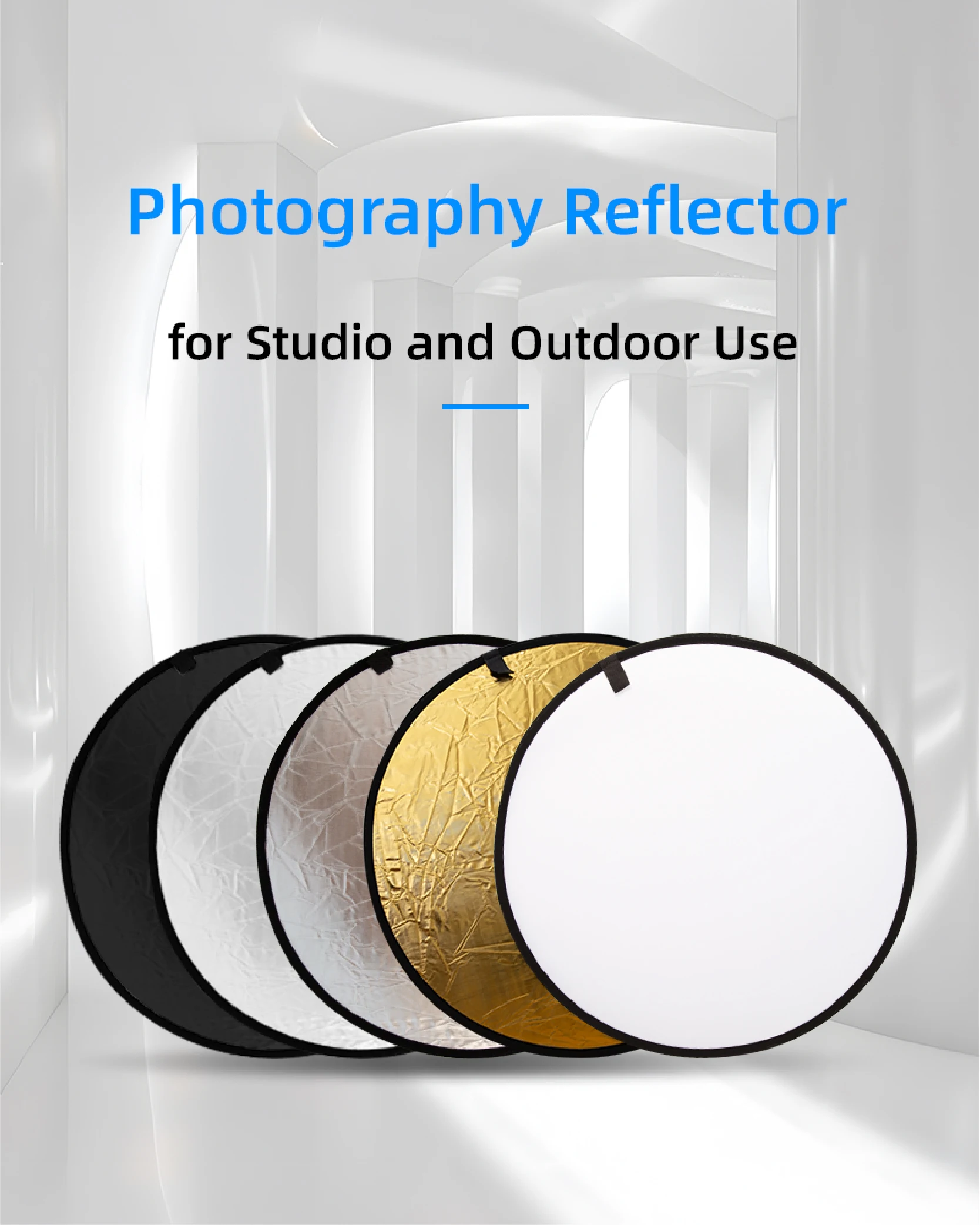 RF01 5-in-1 zusammenklappbarer runder Fotografie-Reflektor Fotostudio-Außenlichtdiffusor Multi-Disc mit Tragetasche