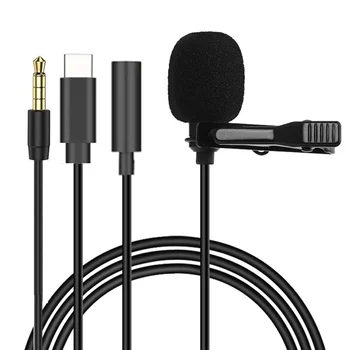 1,5 m Mini Tragbare Lavalier-mikrofon Kondensator Clip-on Revers Mikrofon Wired USB 3,5mm Typ C Mikrofon
