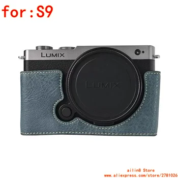 Leder-Halbhülle für Panasonic Lumix S9: DC-G100 PU-Kameratasche, Frontclip, Griff, Bodenstütze, Schutzhülle, Lederhülle