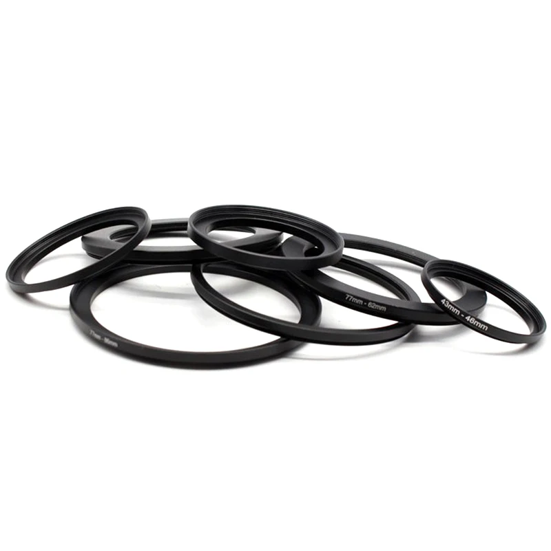 Metall-Step-Up-Ringe, Objektiv-Adapter, Filter-Set, Aluminium-Ring, Universal-Linse, 37–49 49–52 52–55 55–58 58–62