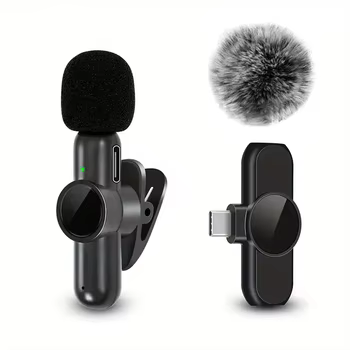 Wireless Lavalier-mikrofon Mit Winddicht Abdeckung Audio Video Aufnahme Mini Mic Für iPhone Android Handy Mikrofon