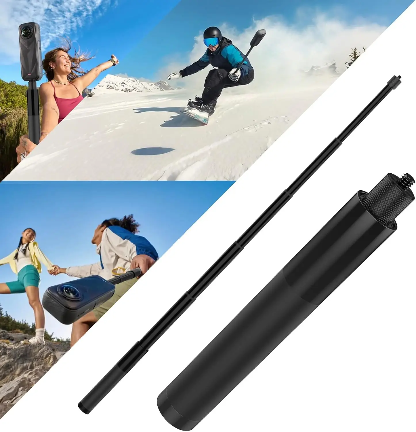 Unsichtbarer Selfie-Stick 70cm Lang, Passend für Insta360 X5, X4, X3, ONE X2, ONE R, X, Kameras mit