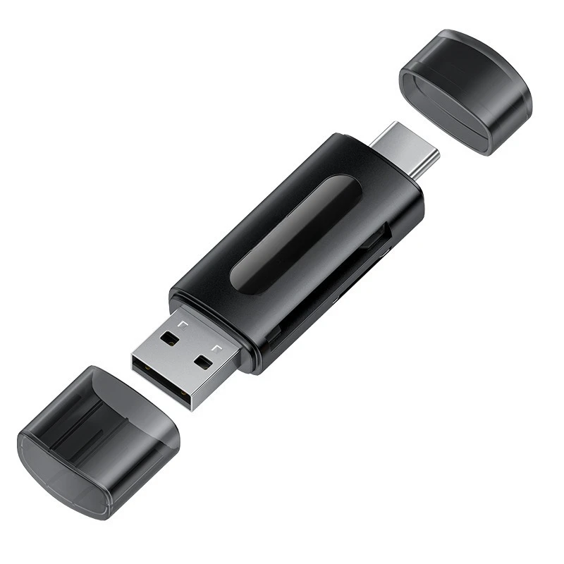 Mini SD TF-Karte 4-in-1-Multifunktions-USB-Typ-C-Kartenleser, externer Speicher, schwarz, erweiterbar, kompatibel mit USB 2.0