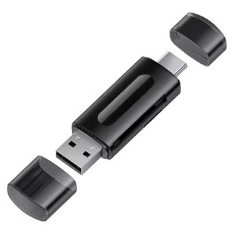 Mini SD TF-Karte 4-in-1-Multifunktions-USB-Typ-C-Kartenleser, externer Speicher, schwarz, erweiterbar, kompatibel mit USB 2.0