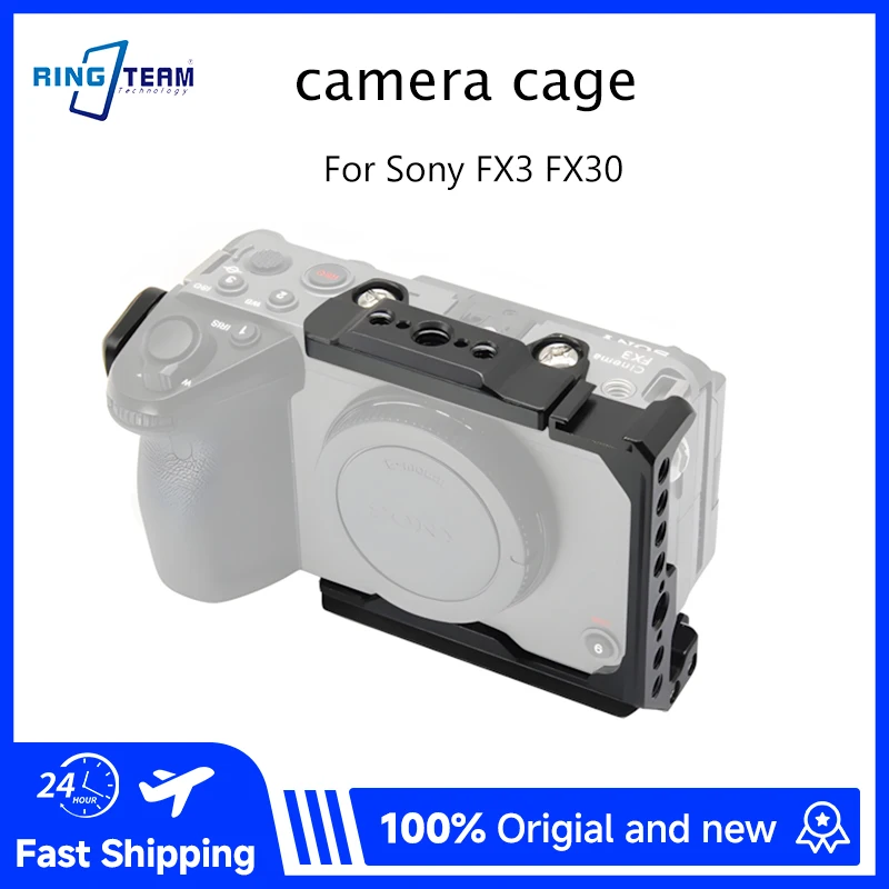 Cage für Sony FX30, FX3: Kamerakäfig Metall-Rabbit-Cage-Rig mit Cold Shoe Kabelklemme ARRI-Lochanschlüssen für