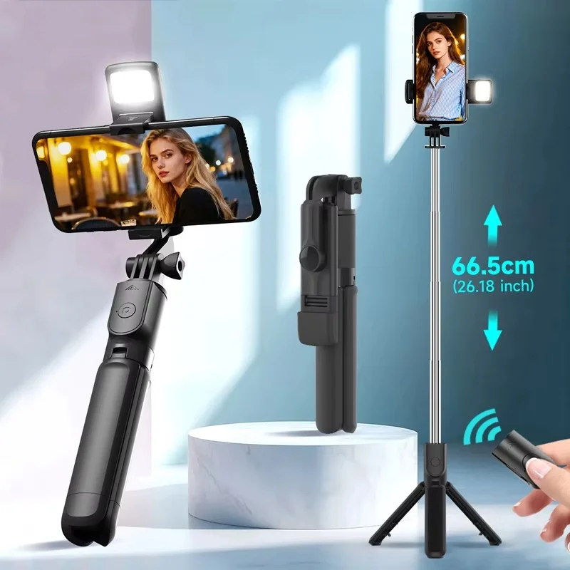 Telefon Selfie Stick Stativ Bluetooth Fernbedienung Drahtlose Selfi Stick Telefon Halter Mit Schönheit LED Füllen Licht Für Telefon Live-Streaming