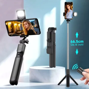 Telefon Selfie Stick Stativ Bluetooth Fernbedienung Drahtlose Selfi Stick Telefon Halter Mit Schönheit LED