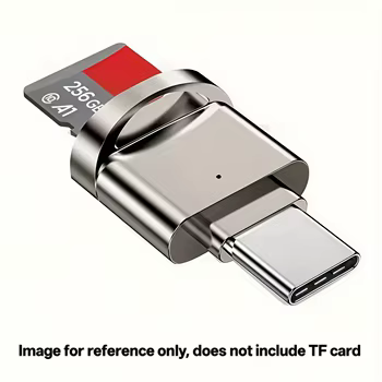 USB-C TF-Kartenleser, USB-C zu USB-A, Tragbarer OTG-Kartenadapter für Android-Handys, Kameras, Laptops, Metallischer Typ-C Kartenleser