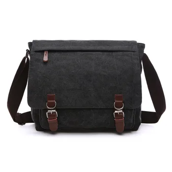 Vintage Tasche Canvas Laptop Umhängetasche Messenger Bag Herren Casual Umhängetaschen Schule Büchertasche