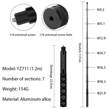 Selfie-Stick für DJI Osmo Action 3, Insta360 X3: 1,2 m ultralanger unsichtbarer Selfie-Stick aus Kohlefaser für Kamera unsichtbarer Selfie-Stick