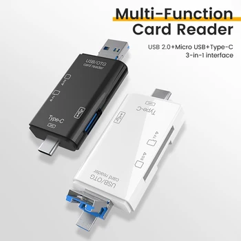 Multifunktions 6 in 1 otg SD-Kartenleser USB 2,0 Typ-C/TF/SD-Speicher karte Smart Card reader
