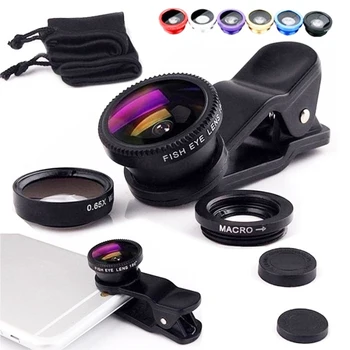 3in1 Fisheye Weitwinkel-Mikrokameraobjektiv für iPhone Xiaomi Redmi 3IN1 Zoom Fish Eye Len