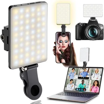 Tragbares LED-Clip-on-Selfie-Licht; Videokonferenzbeleuchtung, 3 Beleuchtungsmodi, geeignet für iPhone-Kamera-Laptop