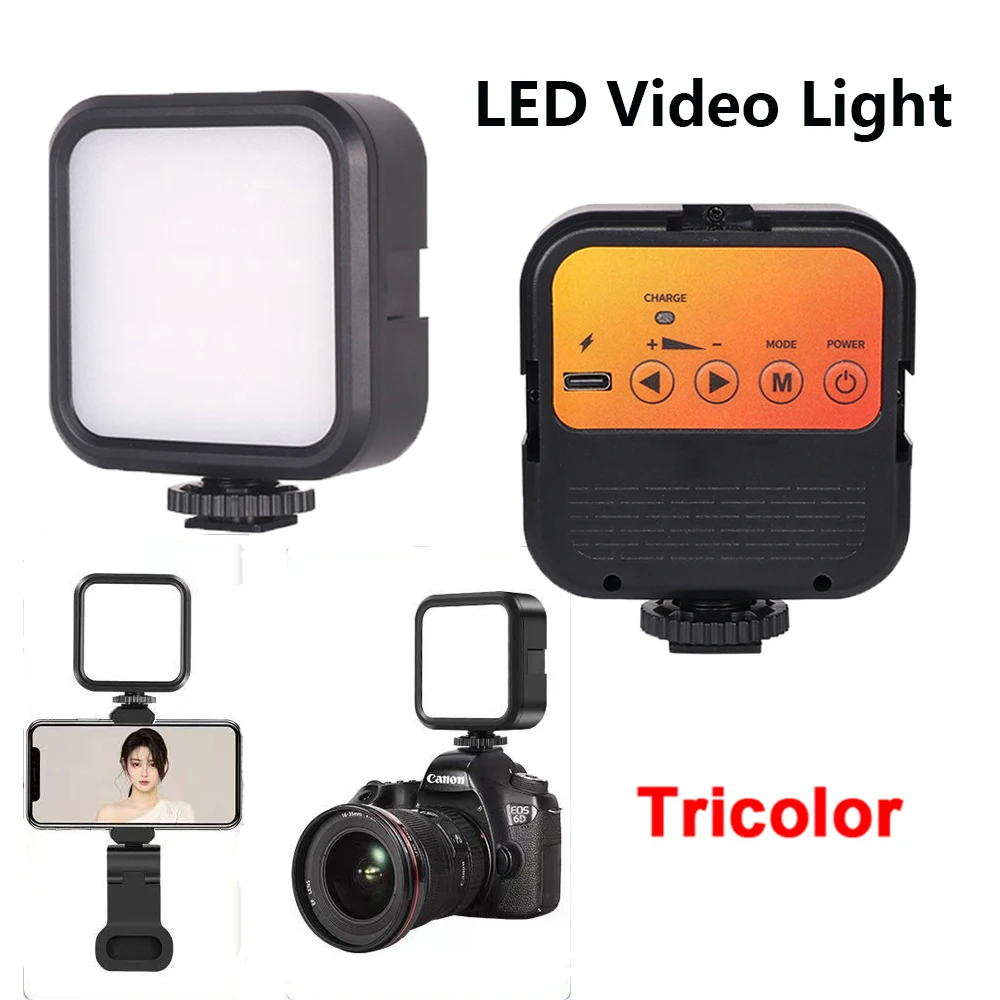 LED-Videoleuchte, tragbar, Fotografie, On-Camera, 3000 K-7000 K, Mini-Licht in 3 Farben, wiederaufladbar, für