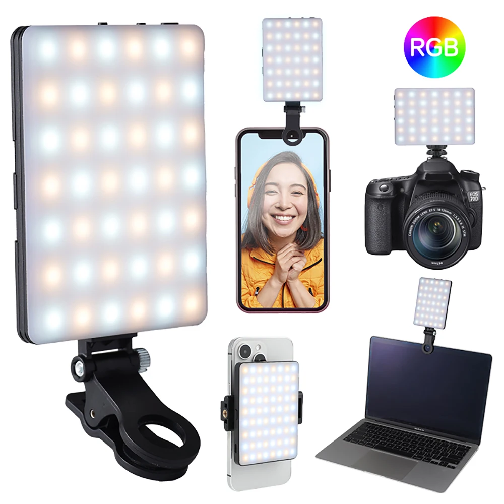 Mini-Fülllicht, RGB-LED, gerade Tasche, Videofotografie, Beleuchtung, Tasche, Live-Vlog-Clip für Telefon, iPhone, iPad