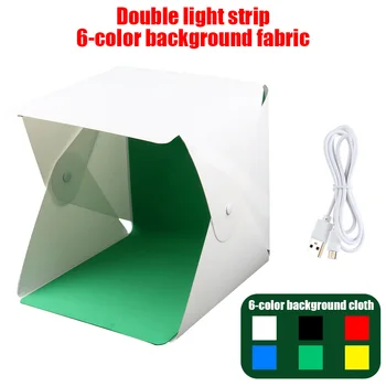 Mini Folding Photobox Fotografie LED Licht Zimmer Foto Studio Licht Zelt Box Mit 6 Farben Hintergründe Photobox Für