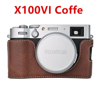 Leder-Halbhülle für Fujifilm X100VI: PU-Leder -Halbgehäuse mit Batterieöffnung und Basisabdeckung