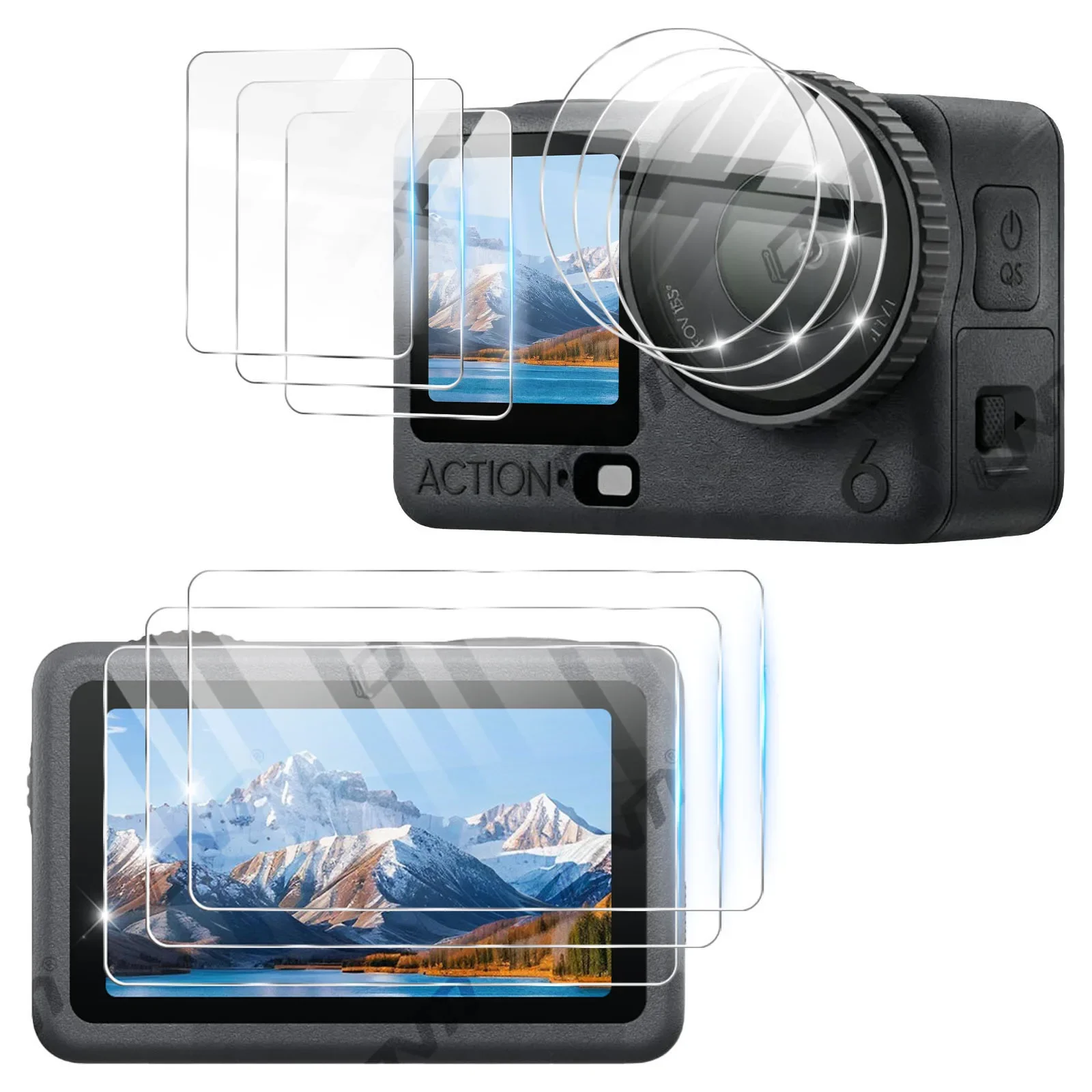 Objektiv- und Displayschutz für DJI Osmo Action 6 - 9H Gehärtetes Glas Kamera Anti-Kratz-Glasfolie HD Klar Zubehör-Set