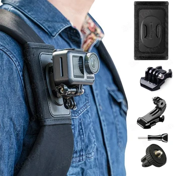 Halterung für DJI Osmo Action 5 Pro, Insta360 X4, X3 u. a.: 360 Rotations tasche Rucksack Schulter gurt