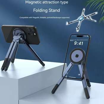 Tragbarer Magnetischer Handyhalter & Selfie-Stick 3-in-1 Faltbares Stativ für iPhone iPad Tablet Laptop Desktop-Nutzung