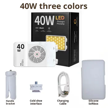 Tragbare Mini-LED-Füllvideoleuchte mit 40 W und integriertem wiederaufladbarem Akku-Fülllicht zum Aufladen von Mobiltelefonen PD