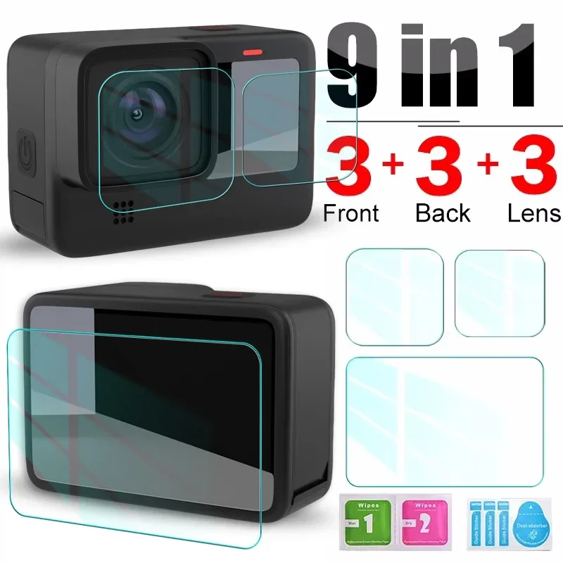 Displayschutz für GoPro HERO13 Black: 1-9 Stück HD-Displays chutz folie aus gehärtetem Glas schwarze Kamera linse Schutz folie vorne