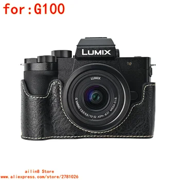 Leder-Halbhülle für Panasonic Lumix G100: DC- S9 PU-Kameratasche, Frontclip, Griff, Bodenstütze, Schutzhülle, Lederhülle