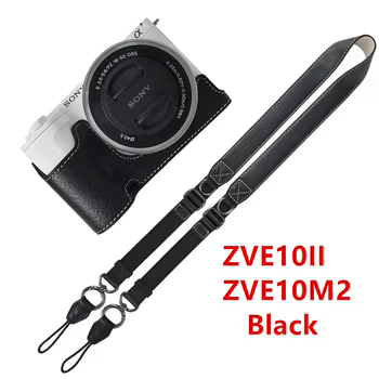 Leder-Halbhülle für Sony ZV-E10 II: Litchi PU-Leder--Halbgehäuse Bodenöffnungsabdeckung
