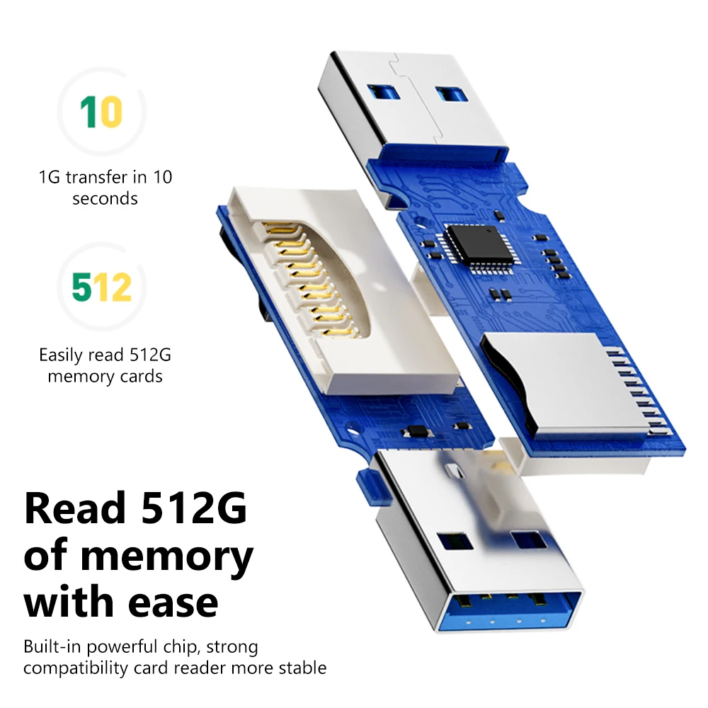 2-in-1 USB 3.0 2.0 Kartenleser Micro SD Kartenleser USB-Adapter Hochgeschwindigkeitskartenleser TF-Speicherkarte für PC Laptops Zubehör