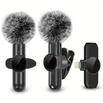 Wireless Lavalier-mikrofon Mit Winddicht Abdeckung Audio Video Aufnahme Mini Mic Für iPhone Android Handy