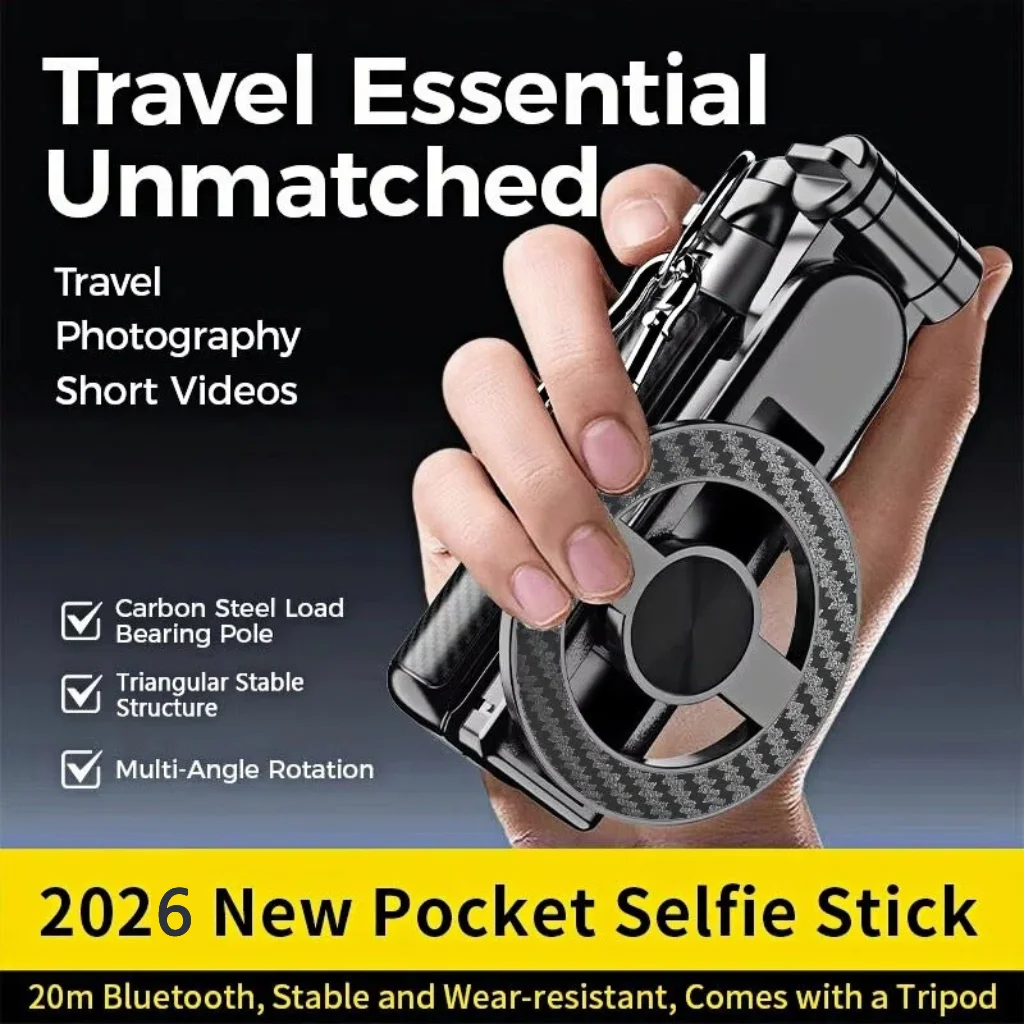 4-in-1 multifunktionaler magnetischer Mini-Selfie-Stick mit 360 ° Rotation Wireless Bluetooth Control Magnetischer Telefonhalter