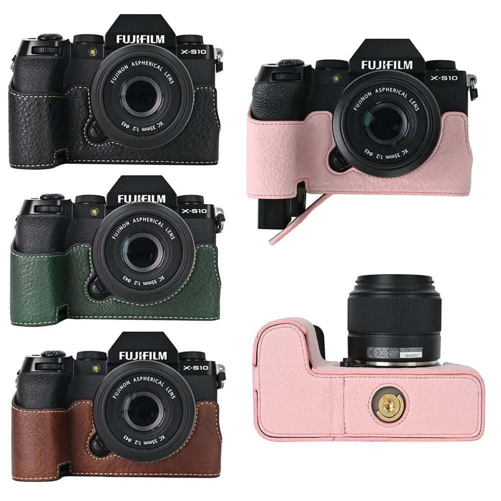 Leder-Halbhülle für Fujifilm X-T5: PU-Leder -Halbgehäuse mit Batterieöffnung und Basisabdeckung