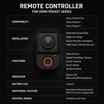 Drahtloses Auslösesystem Kompatibel mit Pocket3/4 Straßenfotografie-Fernbedienung + Joystick für Fotografieausrüstung