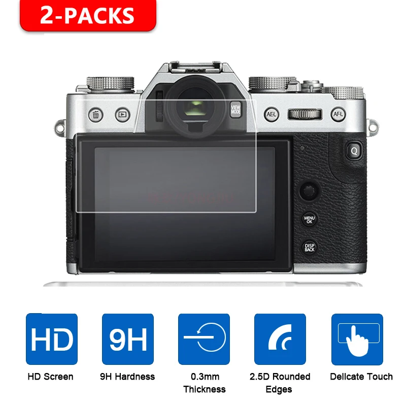 Displayschutz für Fujifilm X-T5, X100V: 2PCS gehärtetes Glas HD FULL Screen Protector XF10 /2 X70 /5