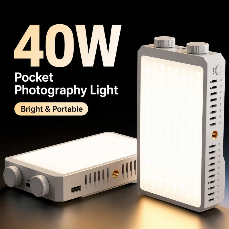 40W Mini Tragbares LED-Videolicht mit Eingebauter Wiederaufladbarer Batterie, Aufhellungslicht für