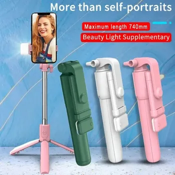 Handy-Selfie-Stick Stativ mit Bluetooth-Fernbedienung, Kabelloser Selfie-Stick Telefonhalter mit Beautylicht