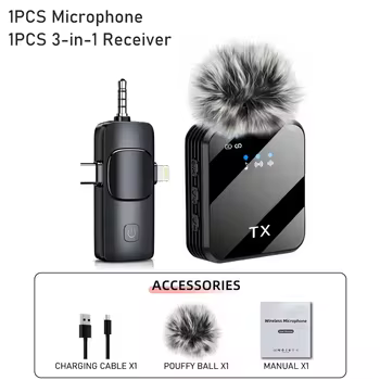 3-in-1-Mikrofon für iPhone/Android, kabellos, 328 Fuß Übertragung, Mini-Mikrofon für Aufzeichnungsgespräch