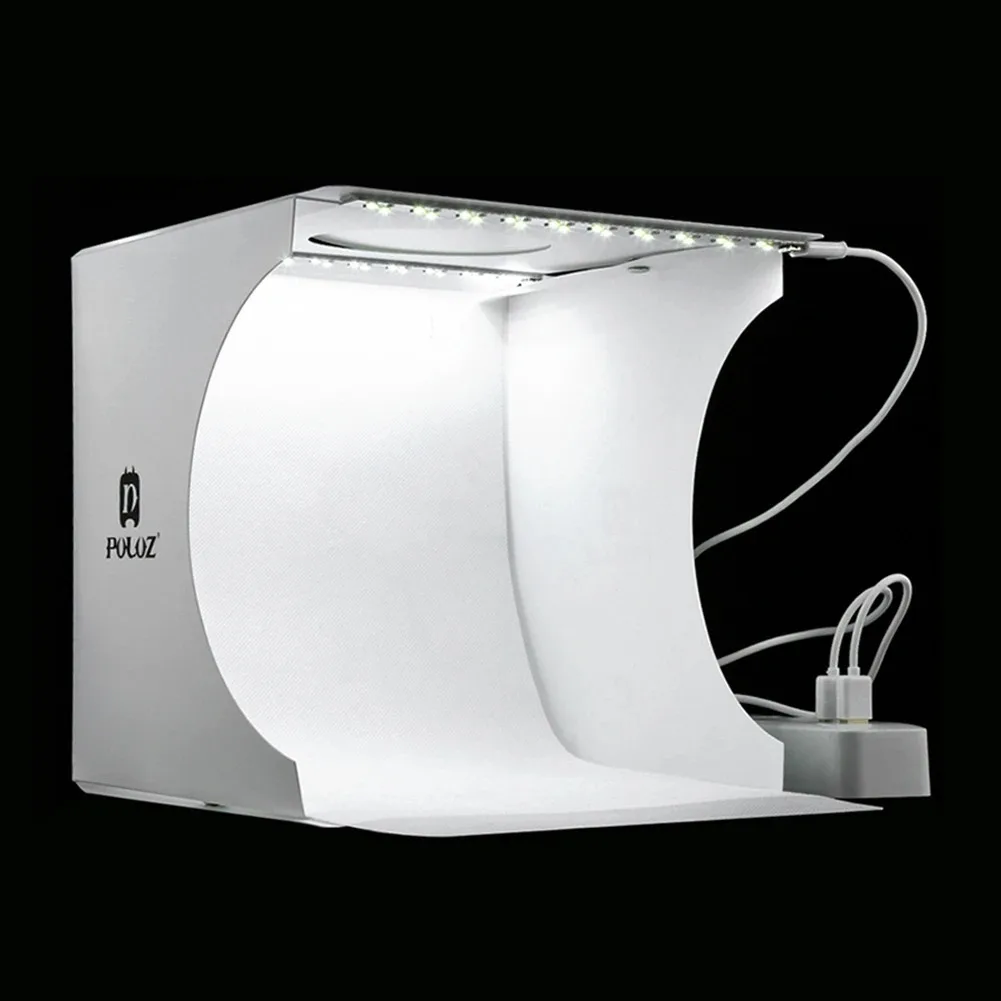 Beruf Klappbarer Lichtkasten Fotografie Fotostudio Softbox 2 LED-Licht Softbox Fotohintergrund-Set für DSLR-Kamera