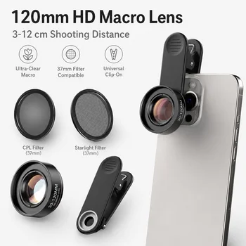 30-120mm Makro-Handyobjektiv 10X HD Nahaufnahme Universelles Clip-On Mobilkamera-Objektiv für iPhone Samsung