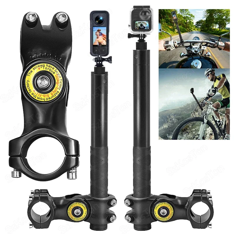 Selfie-Stick für GoPro HERO13 Black, Insta360 X5, X4 u. a.: Motorrad- und Fahrrad-Selfie-Stick Einbeinstativ Lenkerhalterung für Zubehör