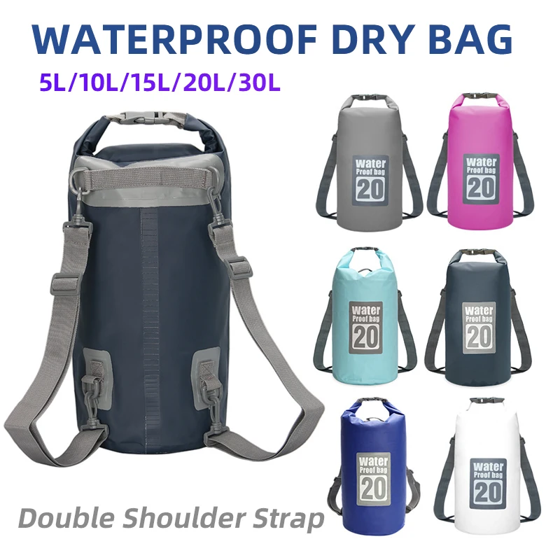 Trockentasche, wasserdicht, für Damen und Herren, 5 l/10 l/15 l/20 l/30 l, Outdoor-Sport-PVC-Rucksack für Kajakfahren