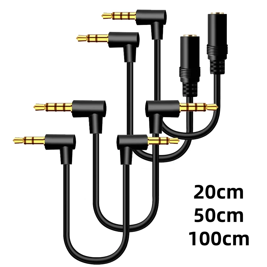 90-Grad 3,5 mm TRS/TRRS-Audiokabel Stereo 3,5 mm auf 3,5 mm rechtwinkliges AUX-Kabel für Kopfhörer, MP3, Smartphone