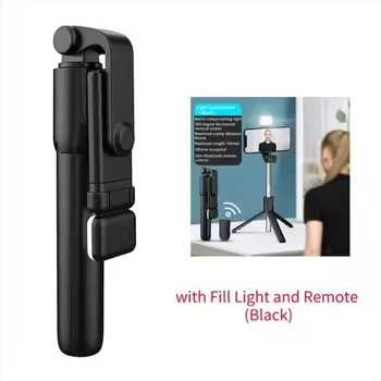 Handy-Selfie-Stick Stativ mit Bluetooth-Fernbedienung, Kabelloser Selfie-Stick Telefonhalter mit Beautylicht für Smartphones