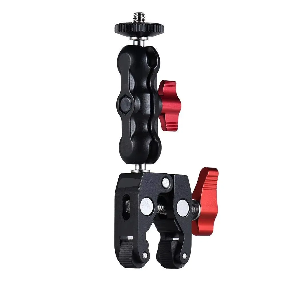 Super Clamp Kamera Klemmmontage Monitor 360° ° Kugelkopf Magic Arm Doppelkugelkopf-Adapter mit 1/4"-20 und 3/8"-16 Für