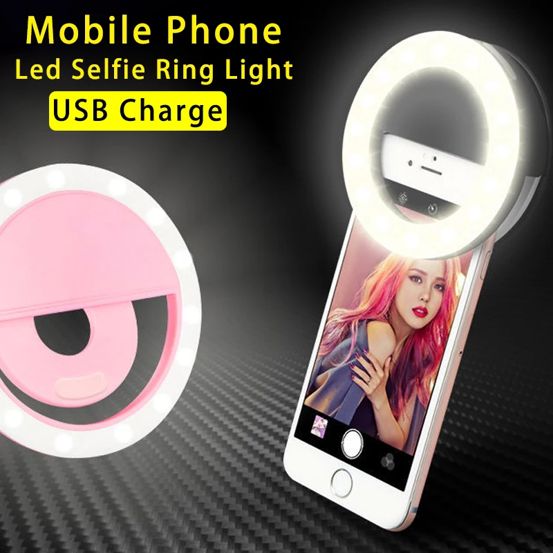 USB Ladung Led Selfie Ring Licht Handy Objektiv LED Selfie Lampe Ring für iPhone Samsung Xiaomi Huawei Telefon Selfie Licht