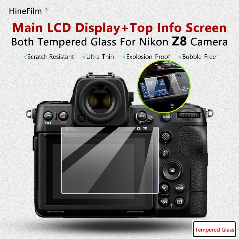 Displayschutz für Nikon Z8: Kamera gehärtetes Glas Schutz glas Haupt-LCD-Display Film Info Displays chutz folie Schutz abdeckung