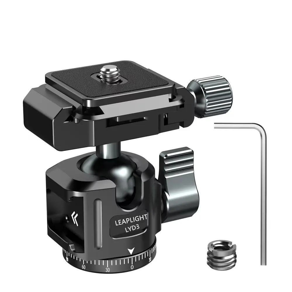 Schnellverschluss-Kugelkopf aus Aluminium mit Arca Swiss + Kaltschuh-Kamerahalterung für DSLR-Kamera, Monitor